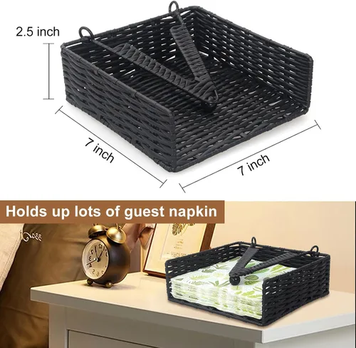 Miniatura 2 de Servilleteros con peso de ratán para cocina, cóctel, servilleteros de mimbre para mesa de baño, servilleteros tejidos con brazo pesado