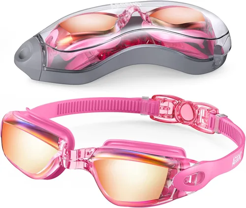 Miniatura 27 de Aegend Gafas de natación, gafas de natación sin fugas, protección completa para adultos, hombres, mujeres y jóvenes Azul y plateado.