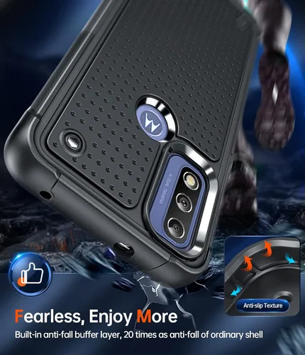 Miniatura 4 de LeYi Funda para Moto G Power 2022, Motorola G Play 2023/Moto G Pure con [2 unidades] protectores de pantalla, parte trasera texturizada de Negro
