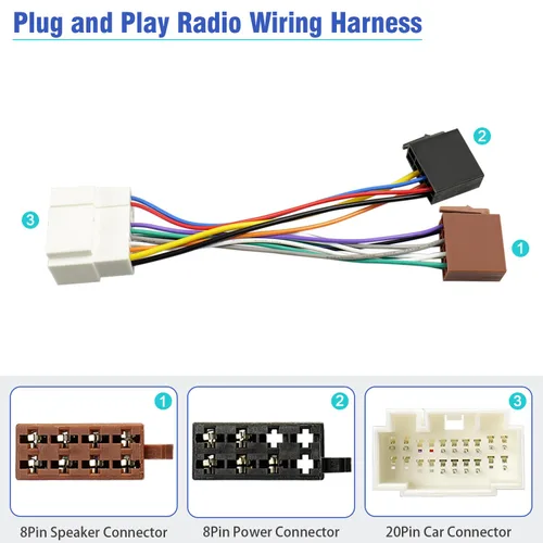 Miniatura 4 de Arnés de cableado de radio aftermarket de 20 pines, adaptador compatible con Honda Suzuki Acura ISO, conector de cable de estéreo de coche