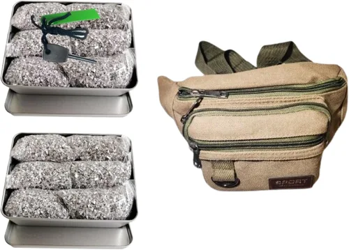 Miniatura 14 de Kit de iniciación de fuego con magnesio y varilla ferro – Equipo de supervivencia de emergencia con 12 bolsas de magnesio 99% puro + Bolsa