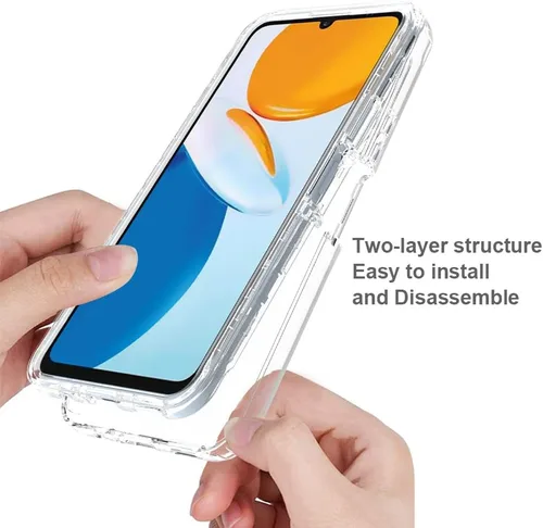 Miniatura 5 de Compatible con Honor X7, delgada TPU+PC híbrida a prueba de golpes transparente cubierta trasera cubierta de cuerpo completo transparente delgada