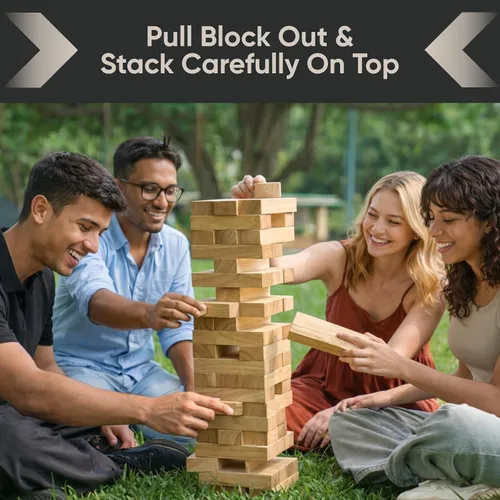 Miniatura 6 de Juego de torre apilable gigante de más de 5 pies, juego de torre apilable de bloques de madera premium para fiestas familiares, juegos de barbacoa