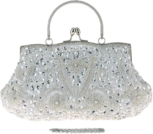 TOTZY Bolsos de noche de lentejuelas rebordeadas 1920s bolso de embrague de boda fiesta noche monedero