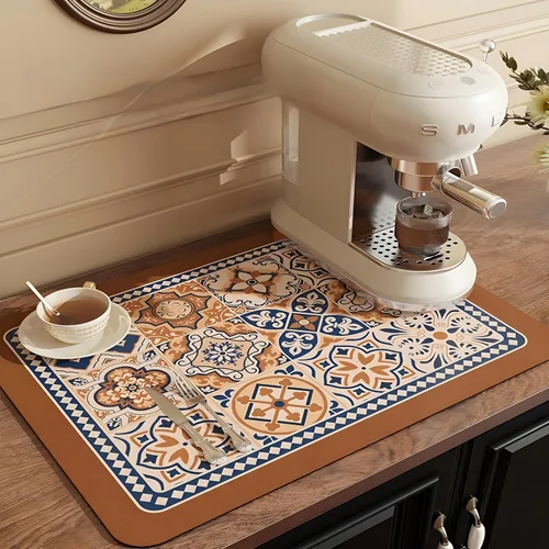 Miniatura 9 de Tapete de café, tapete para secar platos, absorción de agua rápida, ocultar manchas, fácil de limpiar, accesorios de barra de café, tapetes de bar