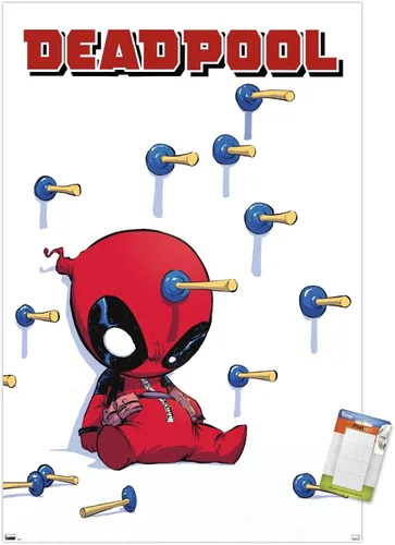 Miniatura 12 de Trends International Marvel Comics Deadpool - Póster de pared de dardos, 22.375 x 34 pulgadas, paquete de impresión premium y colgador negro