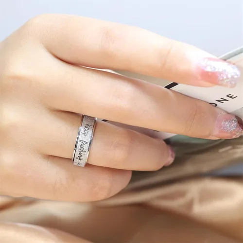 Miniatura 4 de DAILI Anillo giratorio unisex, anillo de acero inoxidable para ansiedad inspirador para mujeres y hombres, talla 6 a 10