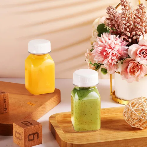 Miniatura 3 de Tanlade 24 botellas pequeñas de plástico de 4 onzas con tapas, recipientes transparentes reutilizables para jugos, licuados, chupitos de jengibre