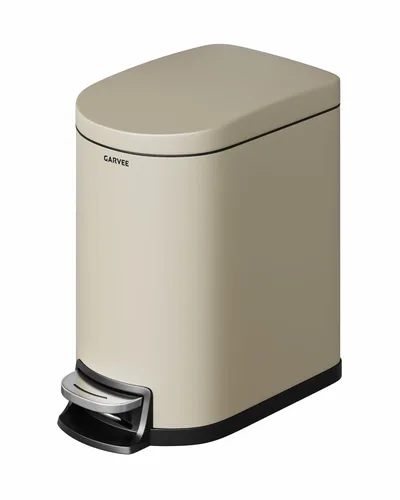 Miniatura 14 de Garvee Cubo de basura de metal de 1.6 galones / 6 litros con tapa, bote de basura delgado e impermeable para dormitorio, cubo de basura pequeño