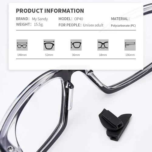 Miniatura 6 de Gafas de Seguridad Graduables Antiempañantes con Bloqueador de Luz Azul, Brazos de Goma Suave Ajustables y Antideslizantes y Almohadillas