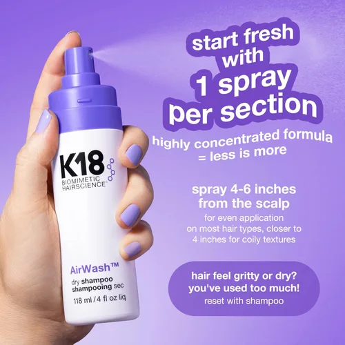 Miniatura 7 de K18 AirWash™ Dry Shampoo, Non-Aerosol, Balances Scalp & Controls Excess Oil Production