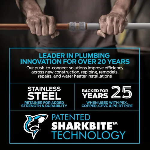 Miniatura 4 de SharkBite Max 3/4 x 1/2 en PTC, válvula de bola reductora, conexión de fontanería de cierre de agua de latón de empuje para conectar, UR22973