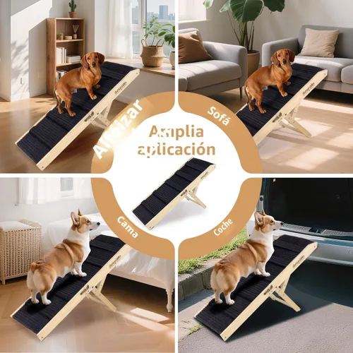 Miniatura 7 de Rampa para Perros Mejorada 2025 para Sofá - Rampa Plegable para Perros Pequeños para Cama - 4 Alturas Ajustables de 12" a 20" - Escaleras Portátiles