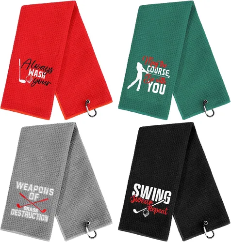 Miniatura 7 de Hosuly 4 toallas de golf divertidas de microfibra bordadas para bolsas de golf con clip, para hombres y mujeres, regalos de cumpleaños