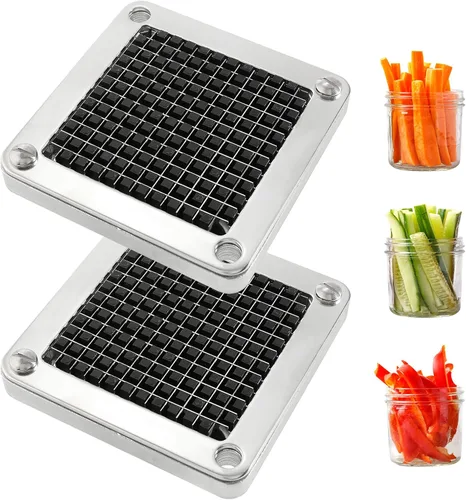 WICHEMI Cuchilla de repuesto para picadora de verduras comercial de acero inoxidable y bloque empujador para cortar tomate y patatas fritas (paquete