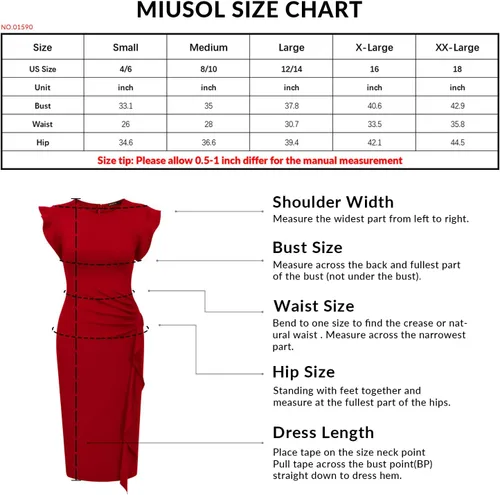 Miniatura 6 de Miusol vestido de cóctel con volantes, estilo clásico, para mujer
