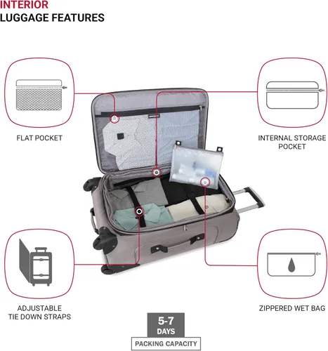 Miniatura 5 de SwissGear - Equipaje suave expandible Sion con ruedas, Peltre
