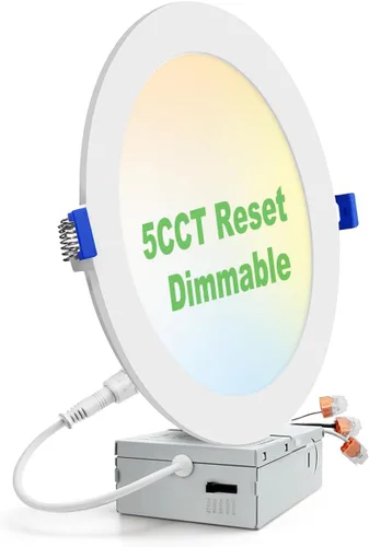 Miniatura 13 de zouzai Paquete de 1 lámpara de techo empotrable LED ultrafina de 4 pulgadas 5CCT con caja de conexiones, 2700K/3000K/3500K/4000K/5000K