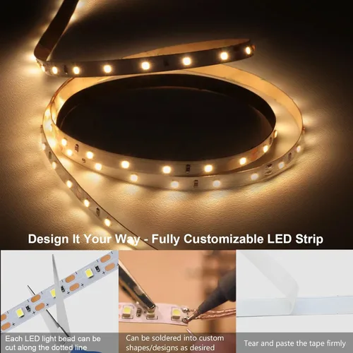 Miniatura 3 de echosari Tira de luces USB 5V, tira de luces LED de 9.8 pies con 180 luces LED cortables, cada 2835 SMD, superbrillante con autoadhesivo DIY