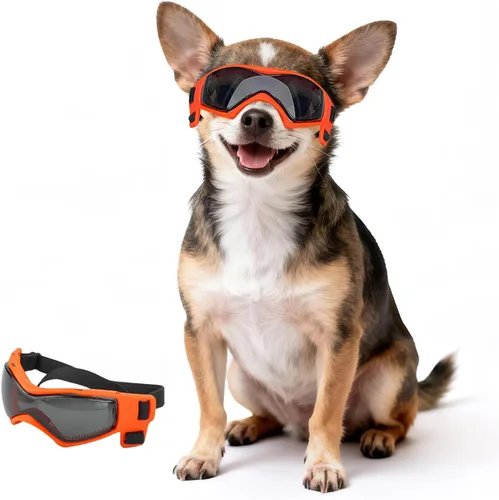 Miniatura 15 de Gafas de sol para perros de razas pequeñas, lentes de sol para perros con protección UV, para cachorros para mascotas pequeñas al aire libre, Naranja