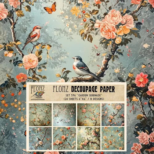 Miniatura 15 de Paquete de papel para decoupage (24 hojas 15x15 cm) Fantastic Nightlights # Papel con patrón estilo vintage para decoupage, manualidades y álbumes