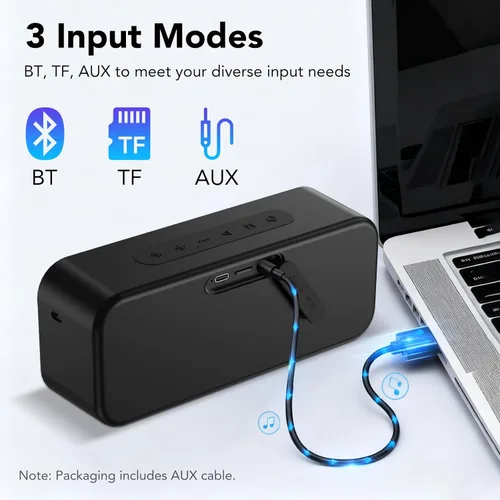 Miniatura 6 de Altavoz Bluetooth portátil, altavoz inalámbrico estéreo de 30 W con graves profundos y luces RGB, Bluetooth 5.4, IPX7 impermeable, tiempo
