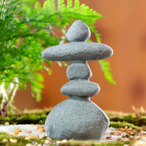 Mini decoración de piedra zen apilada de 5 piedras, estatuas de rocas hechas a mano, decoración de jardín japonés, decoración de acuario de pecera,