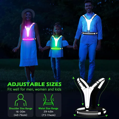 Miniatura 4 de Ylzzrs Chaleco reflectante LED para correr, chaleco de correr recargable por USB, soporte para teléfono para corredores, caminatas nocturnas, 6-11