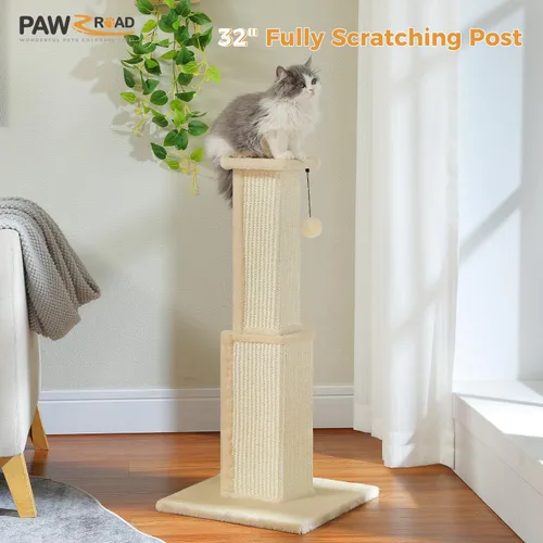 Miniatura 3 de PAWZ Road Poste Rascador Grande para Gatos de 32" de Alto, Poste Rascador para Gatos de Interior Adultos, Poste Rascador Definitivo con Sisal