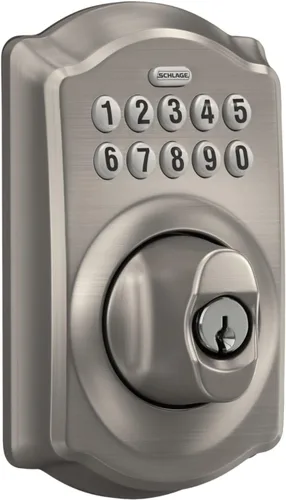Miniatura 2 de Schlage - Cerrojo de seguridad Camelot BE365 V CAM 619 con teclado, cerradura de entrada electrónica sin llave, níquel satinado