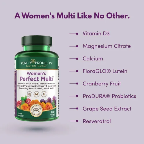 Miniatura 4 de Purity Products Multivitamínico perfecto para mujer, apoya la salud del tracto urinario, sistema inmunológico, hueso + músculo, cabello, piel, uñas