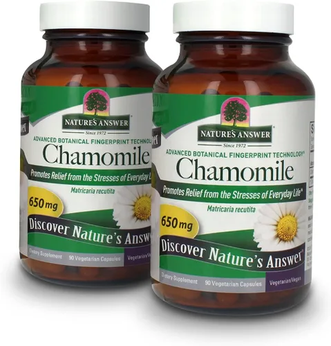 Nature's Answer Flor de manzanilla 90 cápsulas vegetarianas | Apoyo de relajación | Ayuda con la digestión | Ayuda natural calmante (paquete de 2)