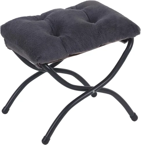 Miniatura 17 de LITA Taburete reposapiés tapizado plegable, moderno y pequeño otomano portátil con cojín de algodón grueso desmontable acolchado con marco de metal