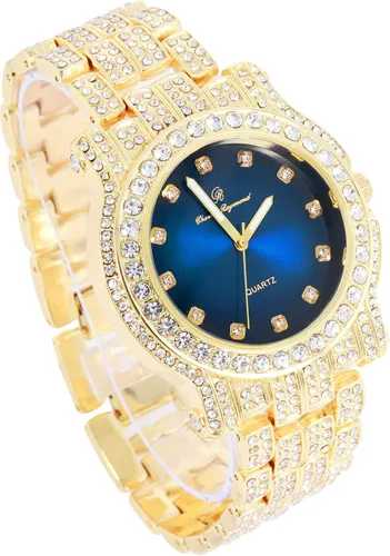 Miniatura 99 de Charles Raymond Bling-ed Out Ultimate Hip Hop Royalty Reloj para hombre con número romano de fácil lectura o indicadores de tiempo de diamantes