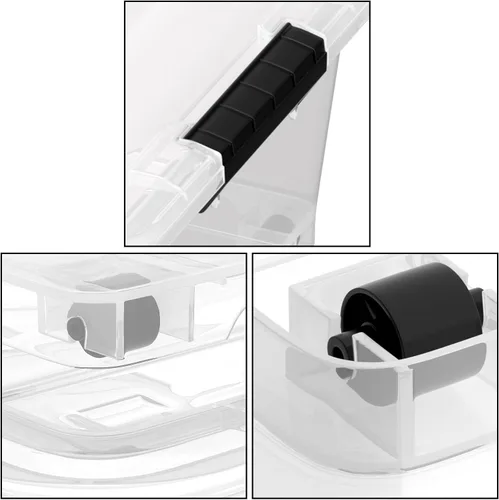 Miniatura 3 de Sandmovie Paquete de 4 cajas de almacenamiento de 20 cuartos de galón debajo de la cama, contenedores de plástico con ruedas y tapas, contenedores