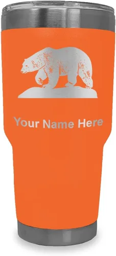 Miniatura 16 de LaserGram Vaso aislado al vacío de 20 onzas, oso polar, grabado personalizado incluido (negro)