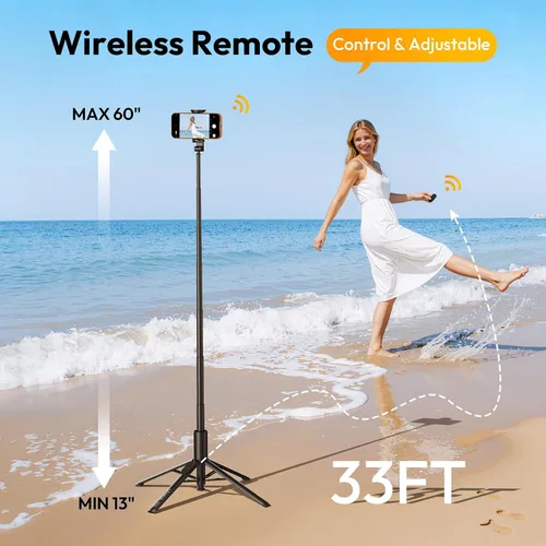 Miniatura 3 de ULANZI MT86 - Trípode de teléfono de apertura automática de 60 pulgadas, control remoto Bluetooth de aluminio de 4 patas con zapata fría, ligero