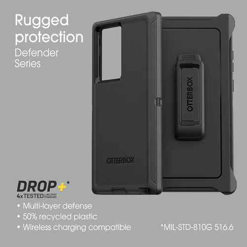 Miniatura 5 de OtterBox Funda para Galaxy S22 Ultra Defender Series, color negro, resistente y duradero, con protección de puerto, incluye soporte de clip