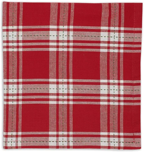 Miniatura 2 de DII Holiday Sprigs - Mesa de comedor y decoración de cocina, juego de servilletas, 20 x 20, cuadros Dobby rojos y blancos, 6 piezas