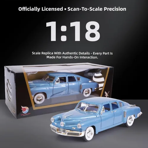 Miniatura 4 de 1948 Tucker Torpedo Escala 1/18 Modelo de Metal Fundido a Presión Premium Colección Clásica Vintage de Aleación de Coches con Vitrina, para Hombres