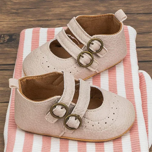 Miniatura 4 de Meckior - Zapatos bajos y livianos para bebés estilo Mary Jane con suela suave y lazo decorativo para vestidos de princesa o bodas para niñas que