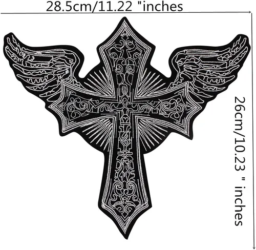 Miniatura 2 de Cruz bordada con alas de ángel parche chaqueta chaleco traje motocicleta bordado coser en parche para planchar