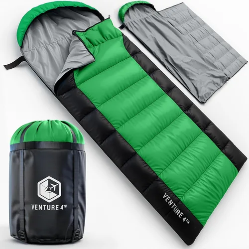 VENTURE 4TH Saco de dormir para mochileros – XXL, tamaños dobles e individuales – Saco de dormir ligero para clima cálido y frío para adultos, niños