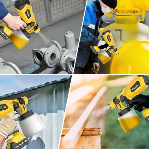 Miniatura 8 de Pulverizador de pintura inalámbrico con batería y cargador, pistola pulverizadora eléctrica de 800W con 5 boquillas y 3 patrones, pulverizador