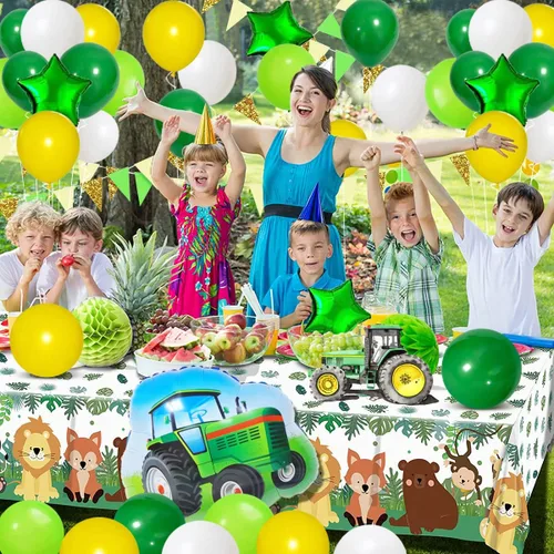 Miniatura 2 de Kit de guirnalda de globos de color verde oscuro, amarillo y blanco, 117 globos de tractor verde lima, amarillo y blanco, fiesta de cumpleaños
