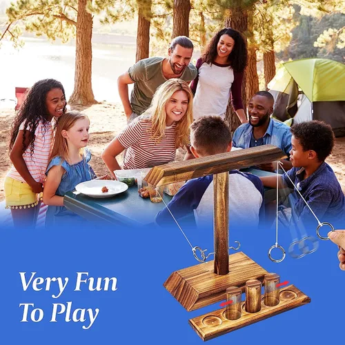 Miniatura 5 de DreamToyz Ring Toss Games for Adults, Yard Games, Patio Decor, Outdoor Indoor Games, Wooden Hook and Ring Game for Bars, Home, Party, 15.7" X 13