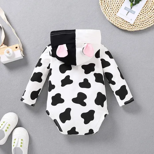 Miniatura 3 de Enterizo de manga larga para bebé overol de manga larga con estampado de vaca lechera ropa con capucha
