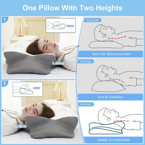 Miniatura 5 de Almohadas de espuma viscoelástica, almohada ergonómica para aliviar el dolor de cuello, almohada de cama para dormir, almohada cervical