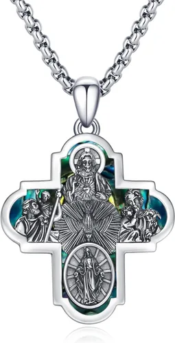 Miniatura 161 de Collar de plata de ley 925 con medalla de San Patrón, colgante de protección católica, amuleto, joyería religiosa para hombres y mujeres