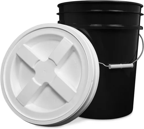 Miniatura 15 de ePackageSupply Cubo blanco de 5 galones con rosca de sello gamma rojo en la tapa hermética, fabricado en Estados Unidos, grado alimenticio, plástico